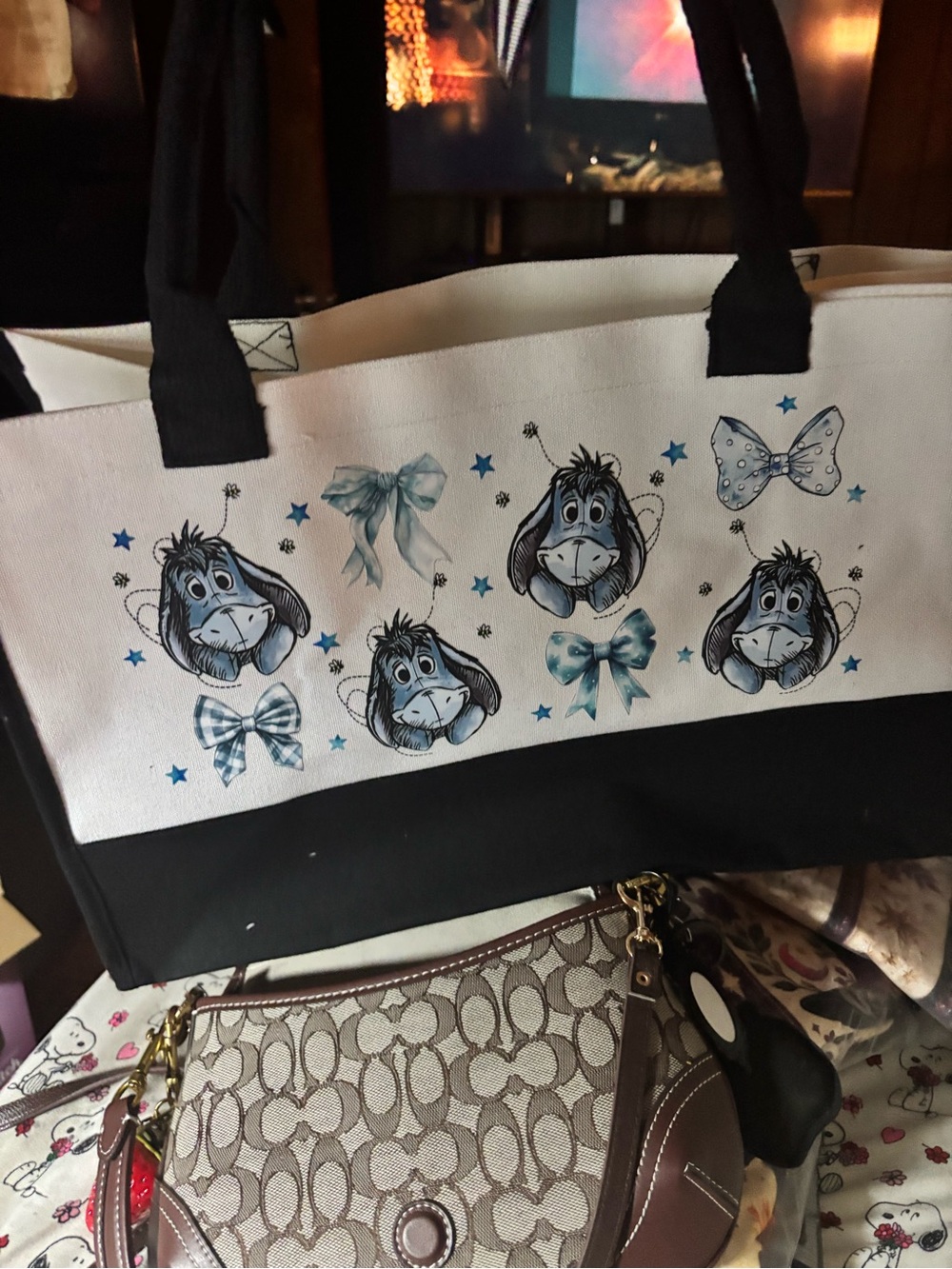 Blue Eeyore Print Canvas Tote Bag - Unbranded large in size brand new
